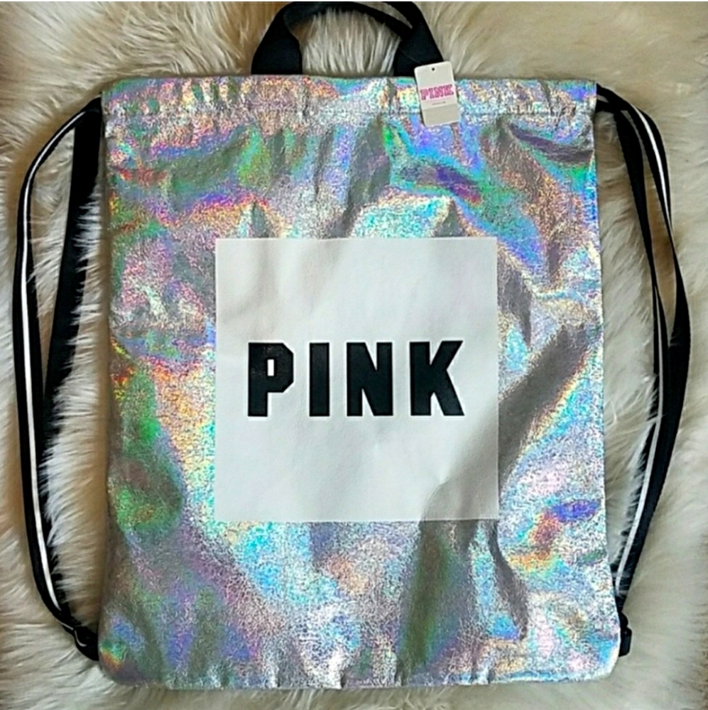 🦄Silver holographic drawstring backpack